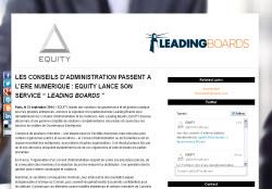 Les Conseils D’Administration Passent a L’Ere Numerique : Equity Lance Son Service “ Leading Boards ”