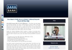 Saxo Bank’s Profits Grow as Clients’ Collateral Deposits Reach All-Time High